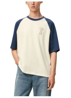 ami camiseta hombre short sleeves boxy fit teeshirt with ami de coeur knitted p - uts379726 a027