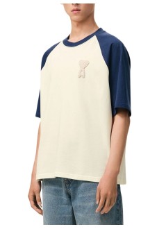 ami camiseta hombre short sleeves boxy fit teeshirt with ami de coeur knitted p - uts379726 a027