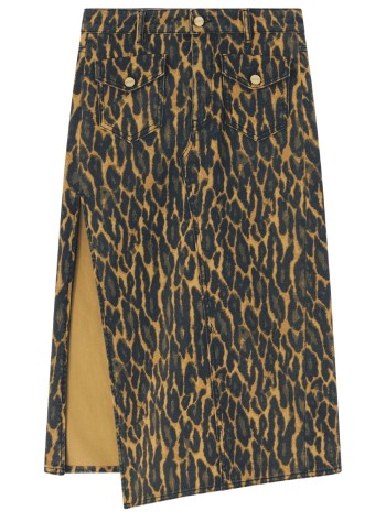 ganni falda mujer print denim midi skirt - a1090043 894