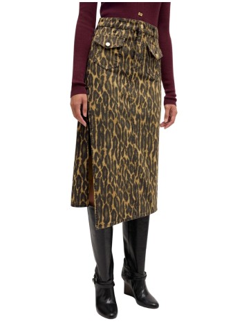 ganni falda mujer print denim midi skirt - a1090043 894 2