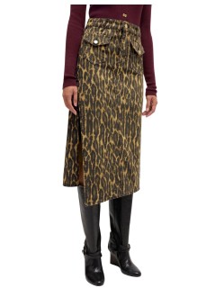 ganni skirt womanprint denim midi skirt - a1090043 894