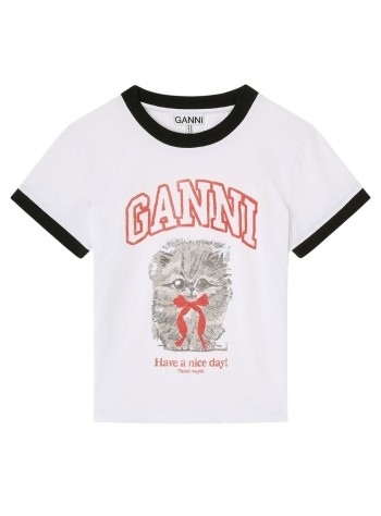 ganni top mujer basic cotton jersey margot kitty print - a1050030 151