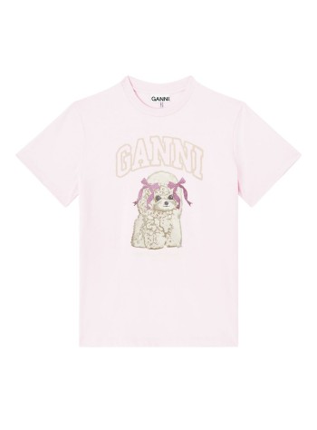 ganni top womanbasic cotton jersey t-shirt - a1050062 868 2