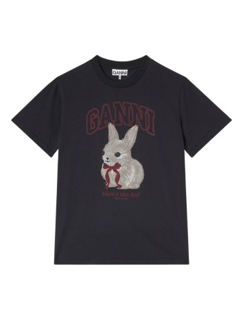 ganni top womanbasic cotton jersey t-shirt - a1050061 252
