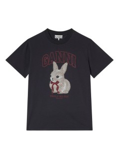 ganni top womanbasic cotton jersey t-shirt - a1050061 252