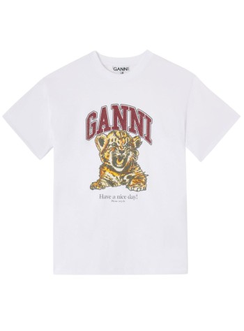 ganni top mujer heavy cotton jersey beaded baby tiger print - a1050060 151