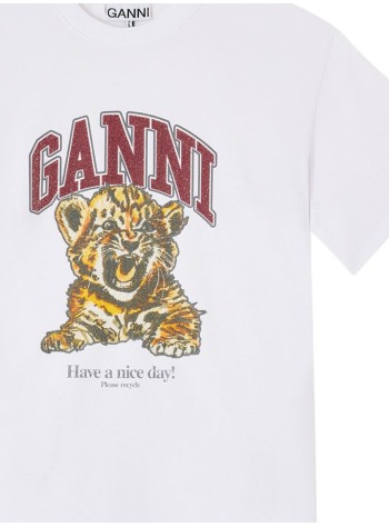 ganni top mujer heavy cotton jersey beaded baby tiger print - a1050060 151 2