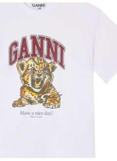 ganni top mujer heavy cotton jersey beaded baby tiger print - a1050060 151