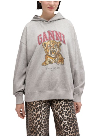 ganni sweater womanisoli hoodie beaded baby tiger print - a1060024 920 2