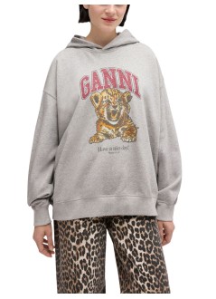 ganni sweater womanisoli hoodie beaded baby tiger print - a1060024 920
