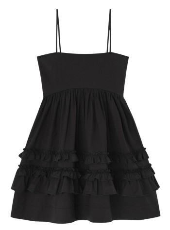 ganni dress womanstretch cotton mini strap dress w. frills - a1030207 099