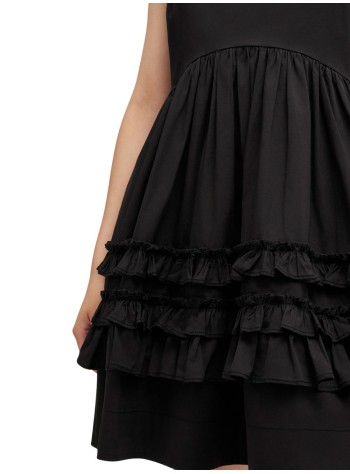 ganni dress womanstretch cotton mini strap dress w. frills - a1030207 099 2
