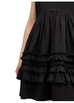 ganni dress womanstretch cotton mini strap dress w. frills - a1030207 099
