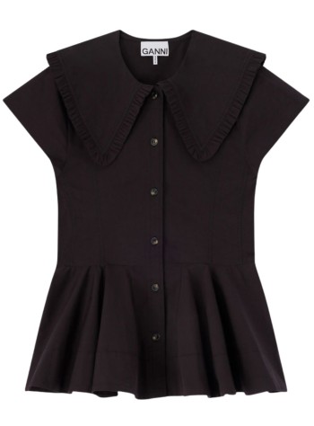ganni t-shirt womanstretch cotton peter pan collar shirt - a1040093 099