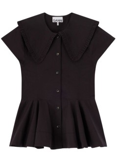 ganni blusa mujer stretch cotton peter pan collar shirt - a1040093 099