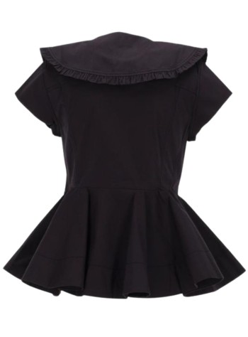 ganni t-shirt womanstretch cotton peter pan collar shirt - a1040093 099 2