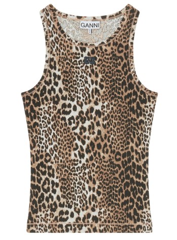 ganni top womansoft cotton rib tank top - a1050073 943