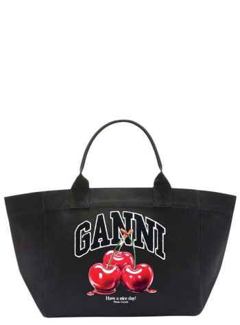 ganni handbag mujer shopper xxl cherry printed - b2110037 252