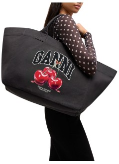 ganni handbag mujer shopper xxl cherry printed - b2110037 252