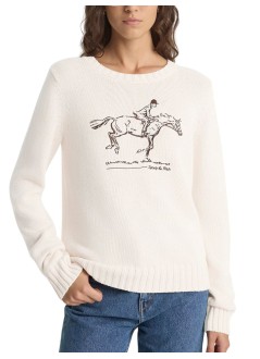 sporty & rich sudadera mujer horse knitted sweater - ws06565245wh37 3911