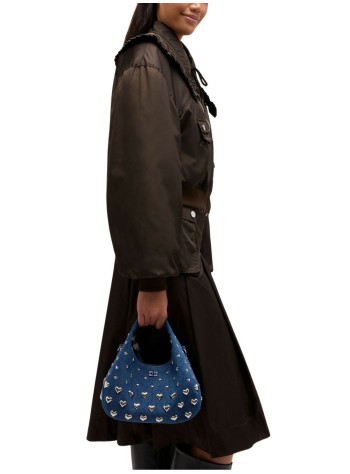 ganni handbag womanhobo mini heart stud denim - b2070034 357 2