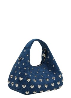 ganni handbag womanhobo mini heart stud denim - b2070034 357