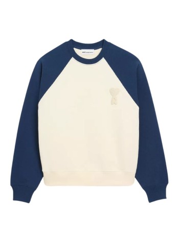 ami knitwear manboxy fit crewneck with ami de coeur knitted patch - usw781747 a027