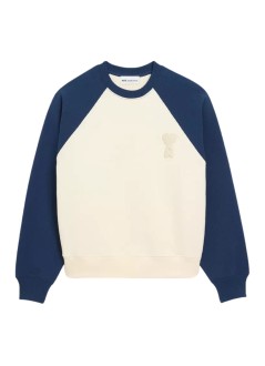 ami knitwear manboxy fit crewneck with ami de coeur knitted patch - usw781747 a027