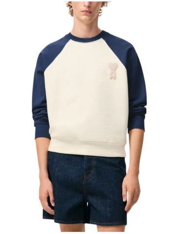 ami knitwear manboxy fit crewneck with ami de coeur knitted patch - usw781747 a027 2