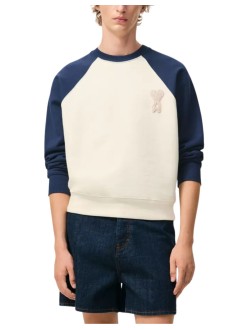 ami knitwear manboxy fit crewneck with ami de coeur knitted patch - usw781747 a027
