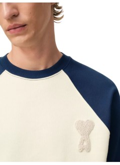 ami knitwear manboxy fit crewneck with ami de coeur knitted patch - usw781747 a027