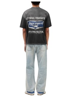 represent t-shirt mannothing faster t-shirt - mlm100596 stained black
