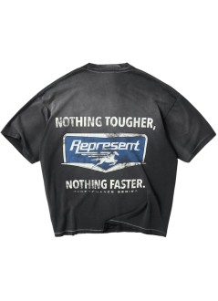 represent t-shirt mannothing faster t-shirt - mlm100596 stained black