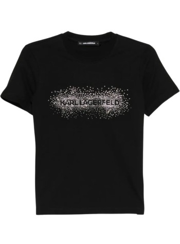 karl lagerfeld top mujer logo rhinestone t-shirt - b1w17030 999