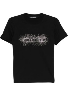 karl lagerfeld top womanlogo rhinestone t-shirt - b1w17030 999
