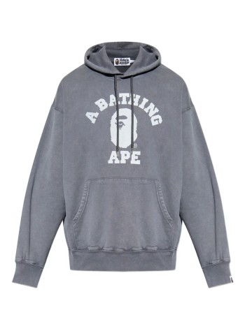 bape sudadera hombre garment dye college pullover hoodie m - 1l80114304 charcoal