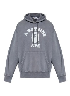 bape sudadera hombre garment dye college pullover hoodie m - 1l80114304 charcoal