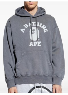 bape sudadera hombre garment dye college pullover hoodie m - 1l80114304 charcoal