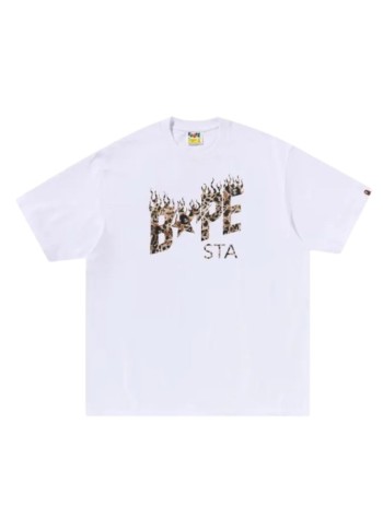 bape camiseta hombre wild leopard pattern bape sta logo relaxed fit tee m - 1l80110305 white