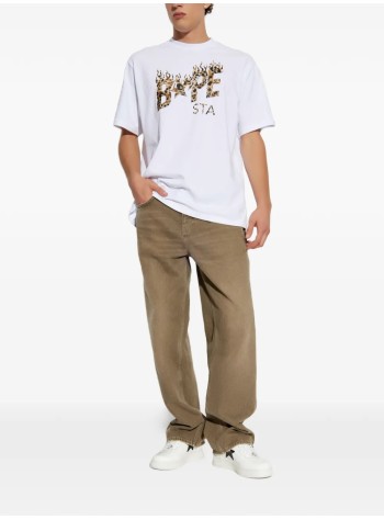 bape camiseta hombre wild leopard pattern bape sta logo relaxed fit tee m - 1l80110305 white 2
