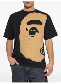 bape t-shirt manbleached big  ape head relaxed fit tee m - 1l80109003 black