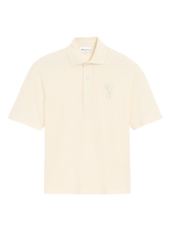 ami polo manboxy fit polo with ami de coeur knitted patch - upl428je0221 136