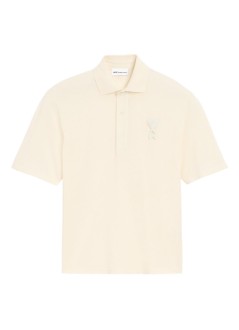 ami polo hombre boxy fit polo with ami de coeur knitted patch - upl428je0221 136