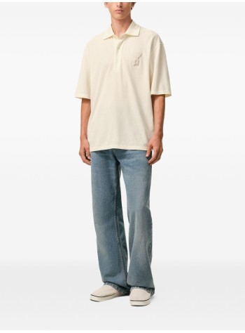ami polo manboxy fit polo with ami de coeur knitted patch - upl428je0221 136 2