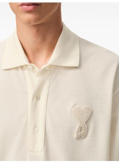 ami polo hombre boxy fit polo with ami de coeur knitted patch - upl428je0221 136