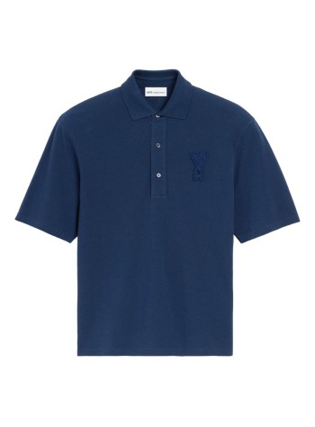 ami polo hombre boxy fit polo with ami de coeur knitted patch - upl428je0221 a021
