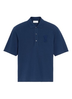 ami polo hombre boxy fit polo with ami de coeur knitted patch - upl428je0221 a021