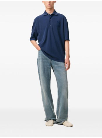 ami polo hombre boxy fit polo with ami de coeur knitted patch - upl428je0221 a021 2