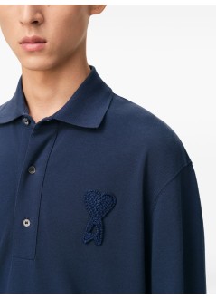 ami polo hombre boxy fit polo with ami de coeur knitted patch - upl428je0221 a021