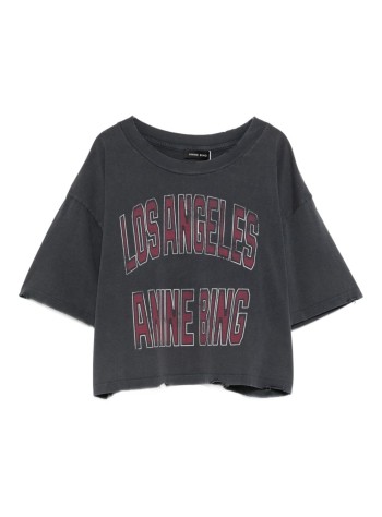 anine bing top womanjohnny cropped tee - a0811739wbl1 washed black